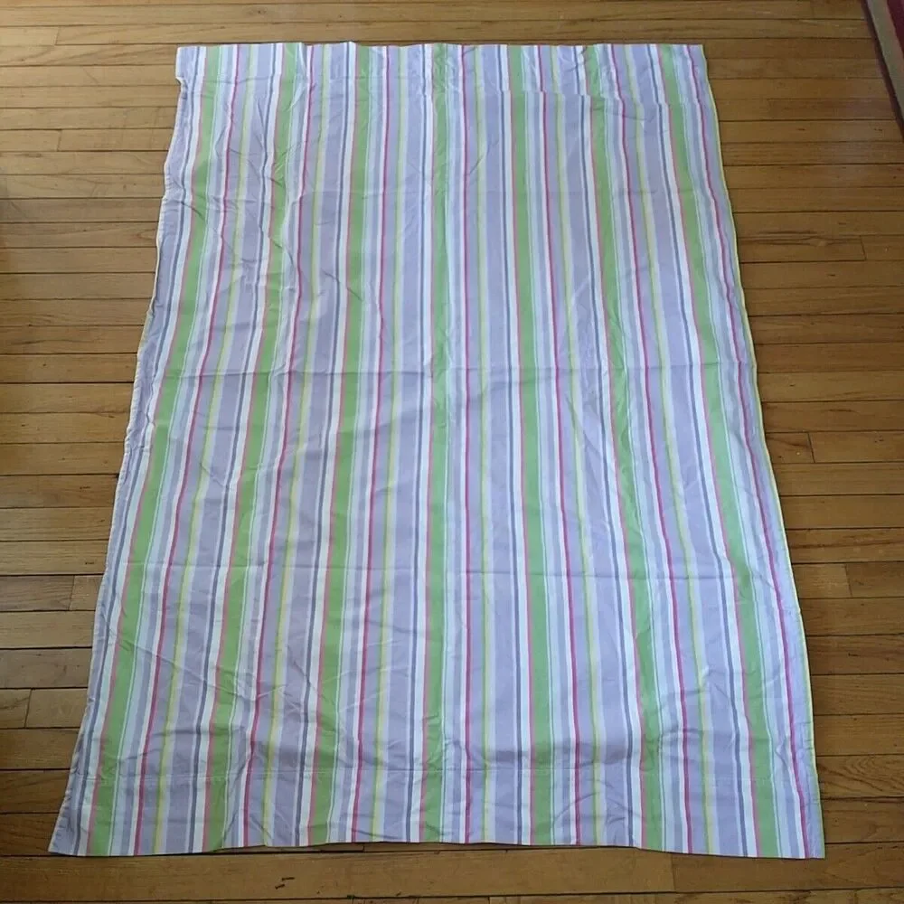 Pair POTTERY BARN KIDS Panel Curtain Drape Lined Multicolor Stripe Cotton 44x63